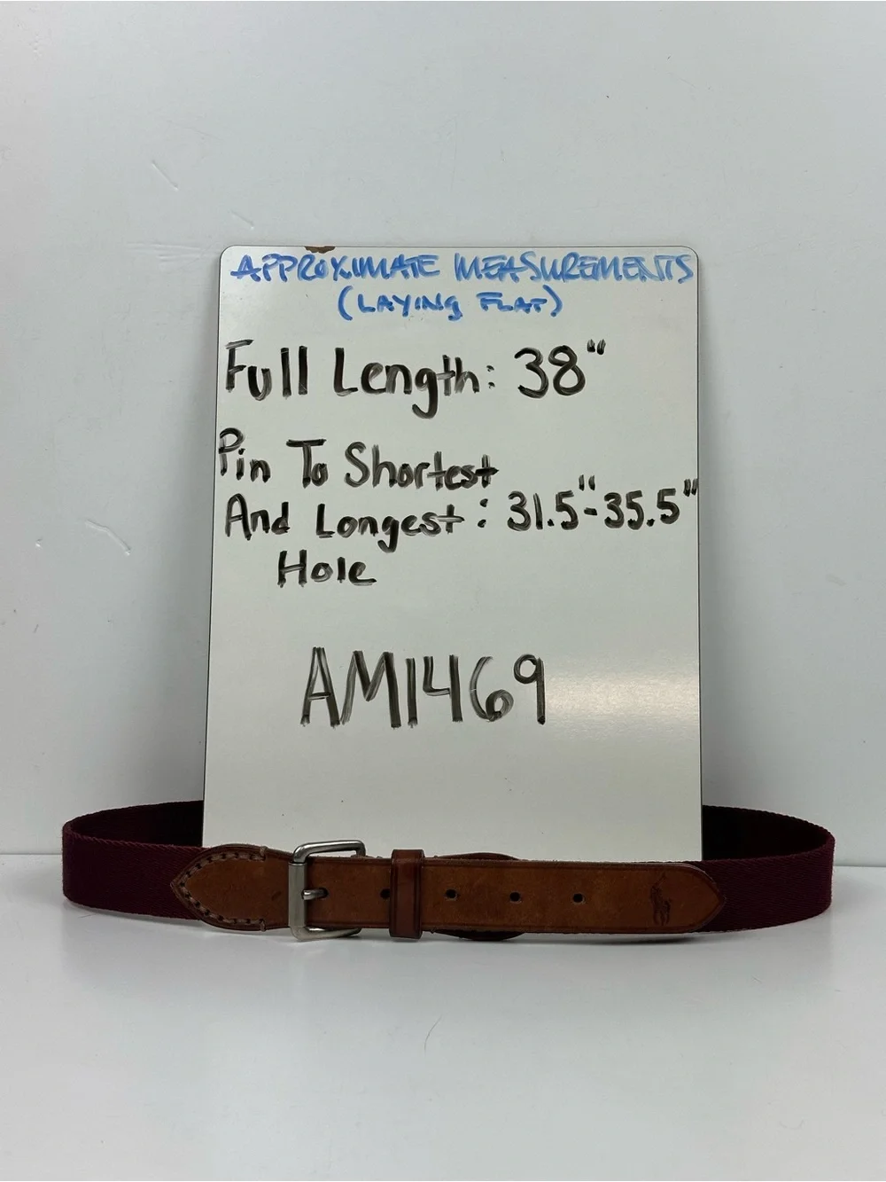 Polo by Ralph Lauren Burgundy Webbed Belt with Brown Leather Accents